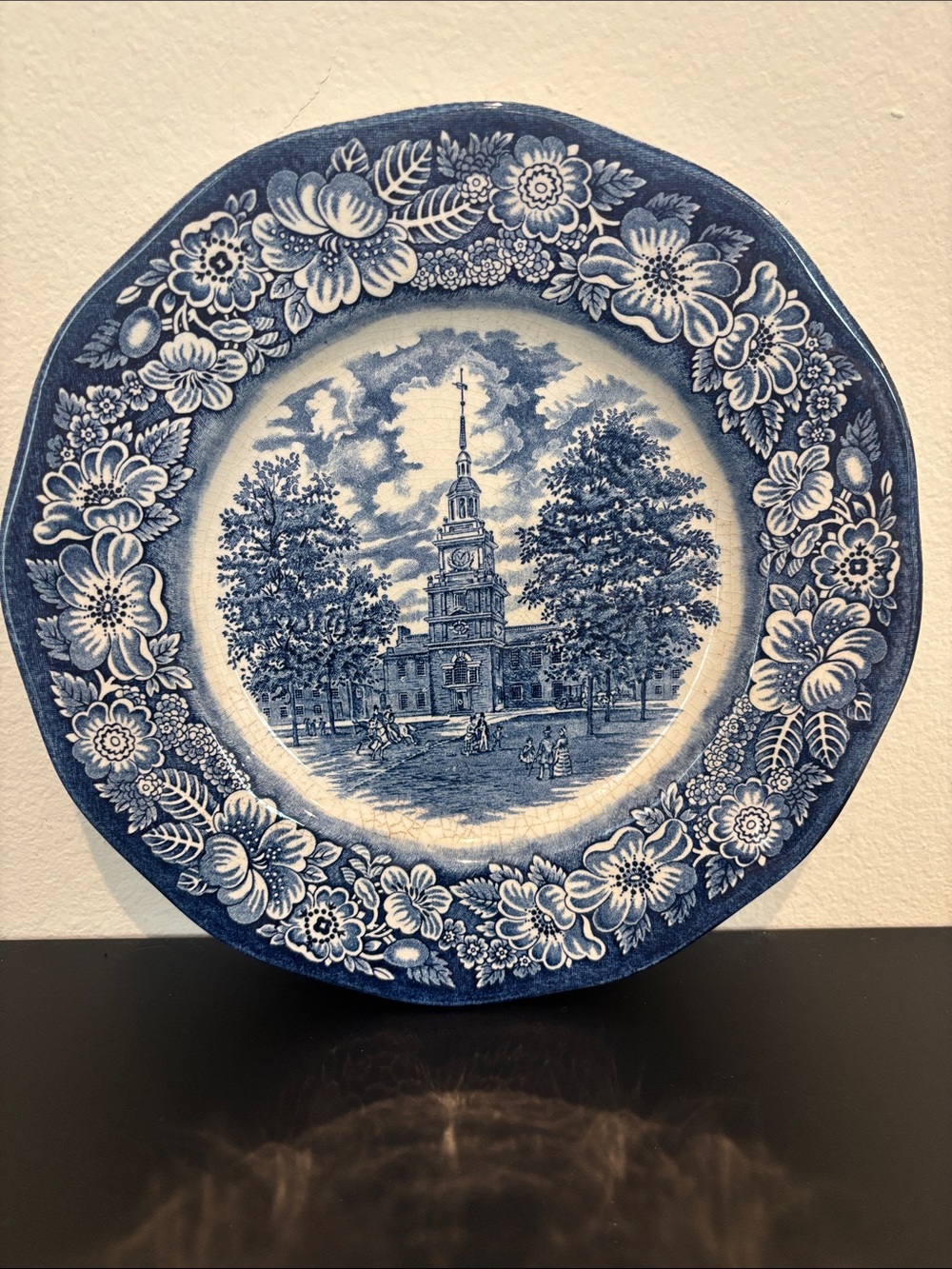 Vintage Liberty Blue Independence Hall Dinner Plate Staffordshire